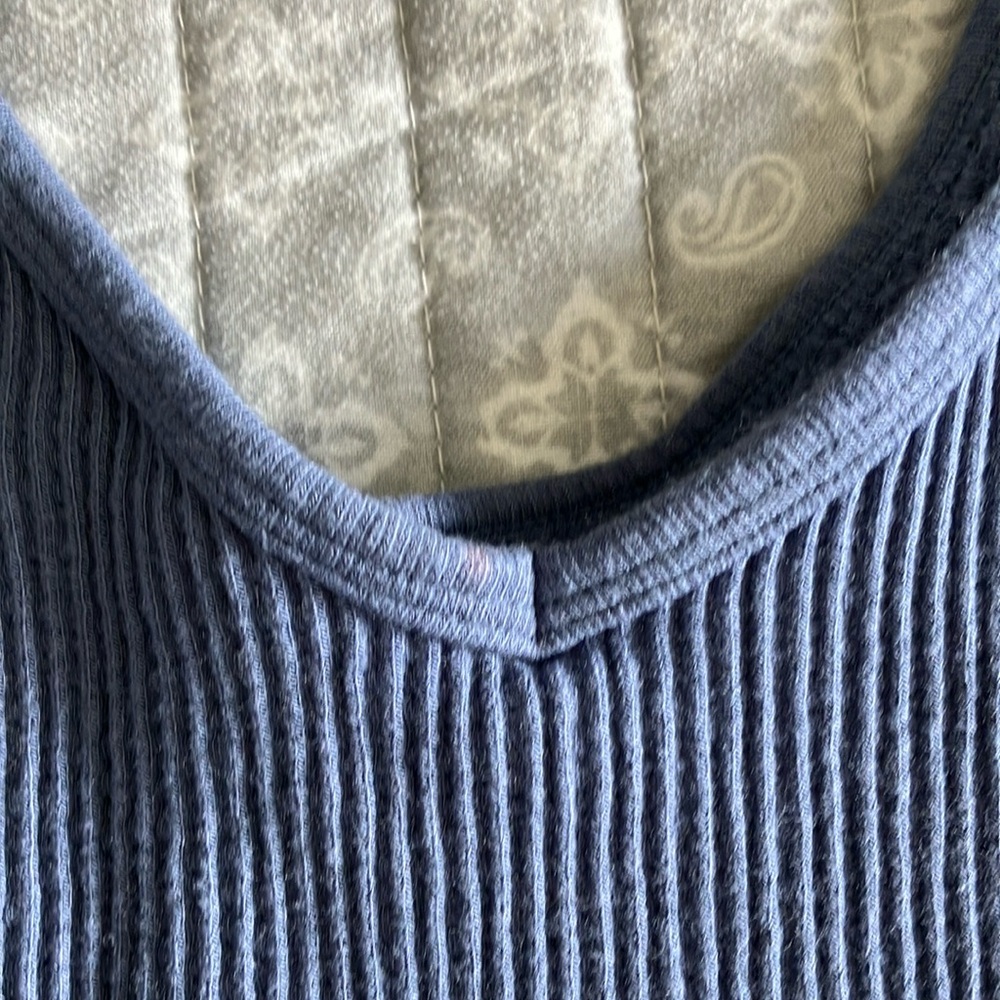 Blue Ribbed Women's Top - Picture 2 of 4